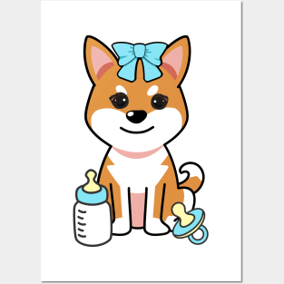 Cute orange dog Gender reveal - its a boy Posters and Art